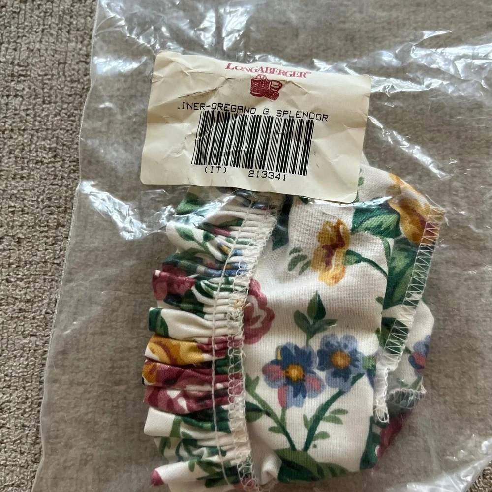 Longaberger Garden Splendor Basket Liner Floral Ruffle Cream 213341 NEW